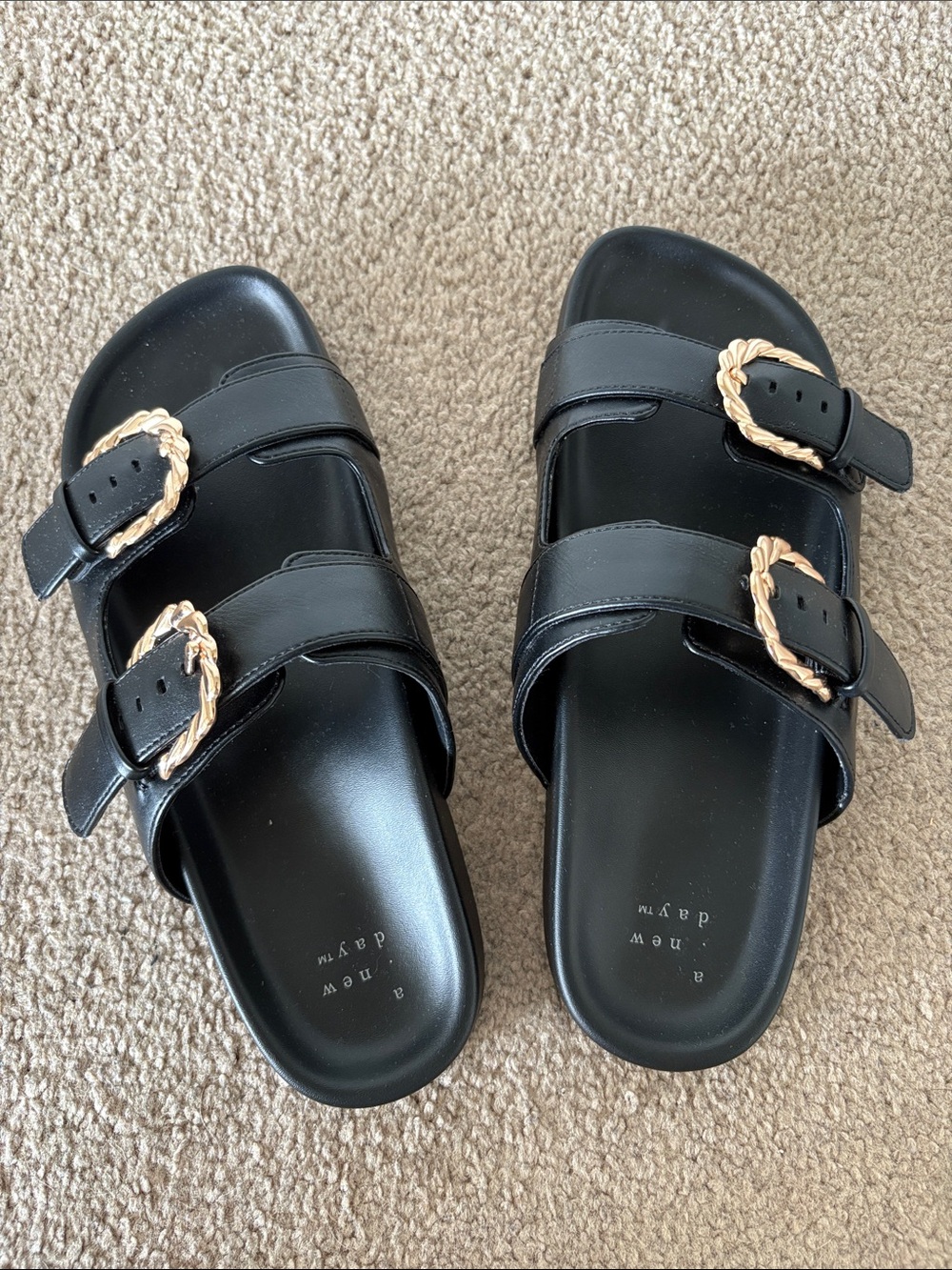 A New Day black slides; size 8; worn once for pics